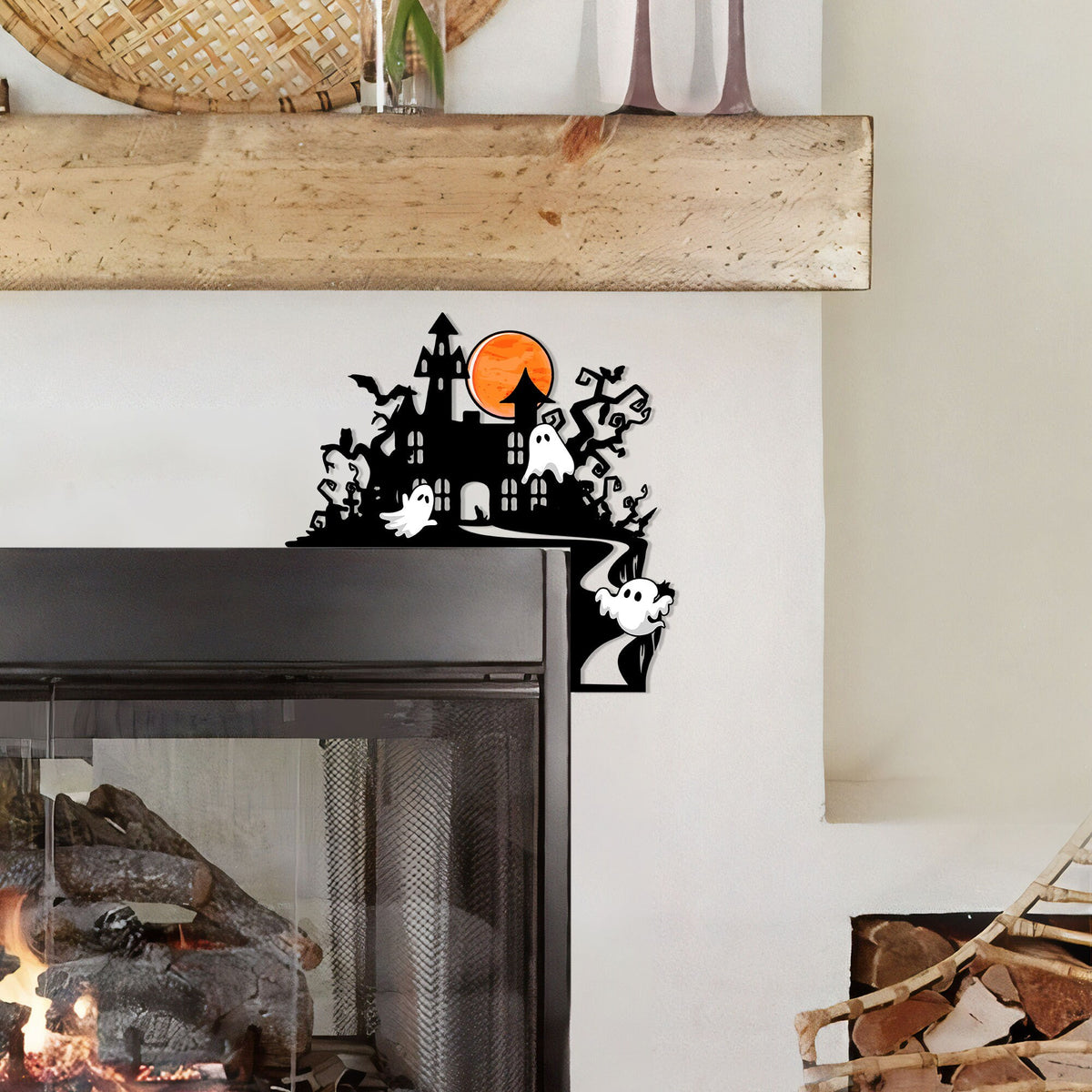 Metal Haunted House Door Corner Sign, Halloween Decor