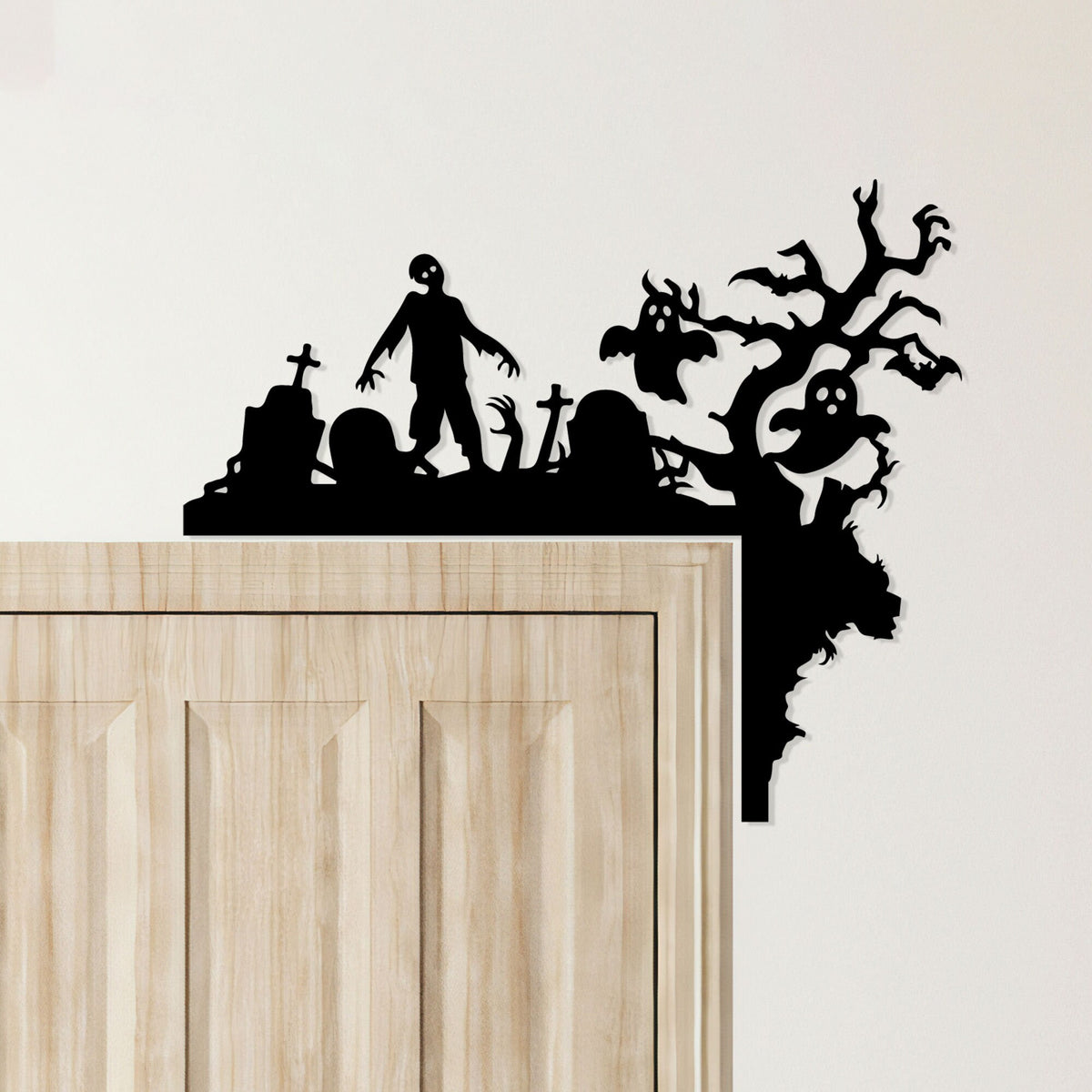 Metal Halloween Door Corner Sign, Spooky Silhouette Decor