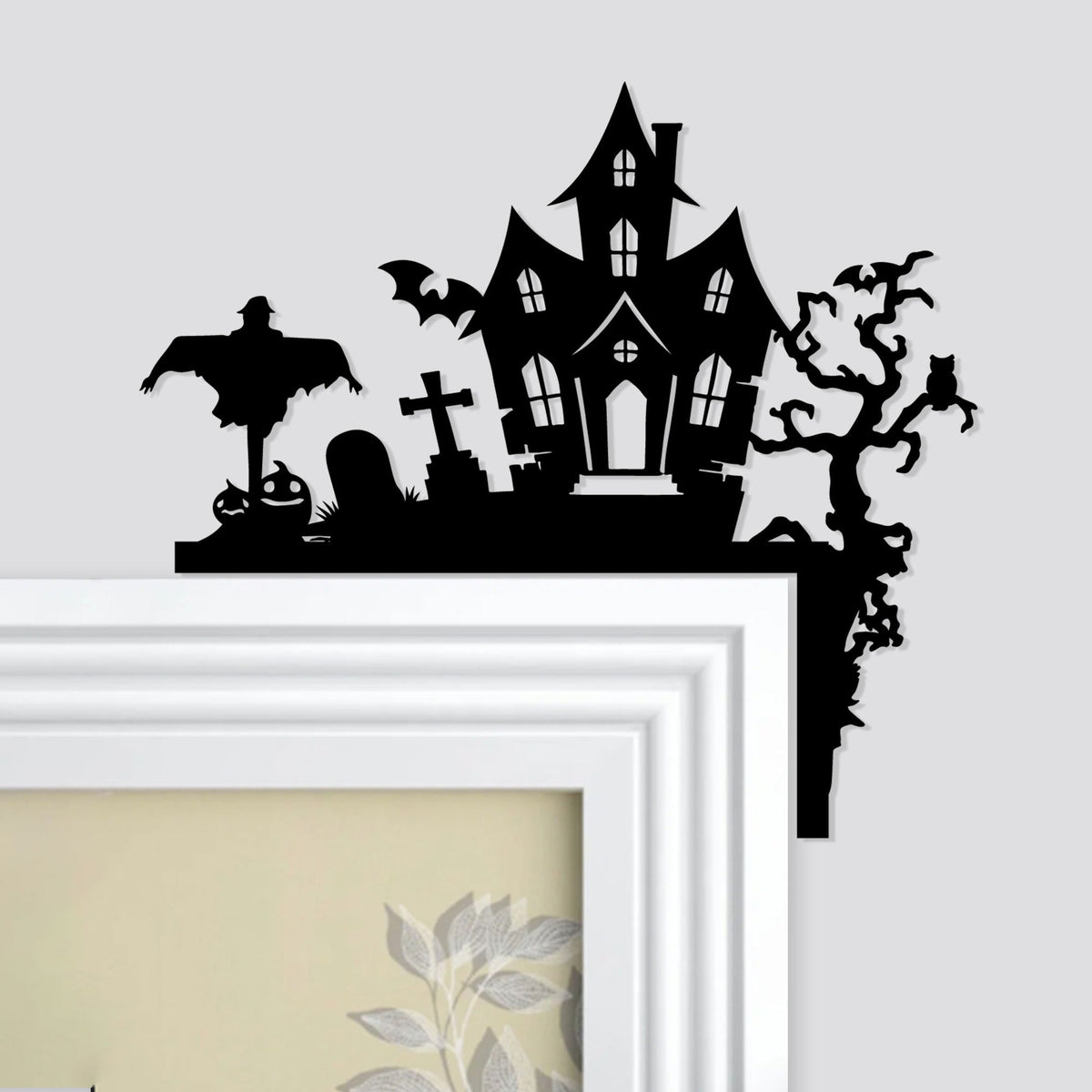 Metal Halloween Door Corner Sign, Spooky Silhouette Decor
