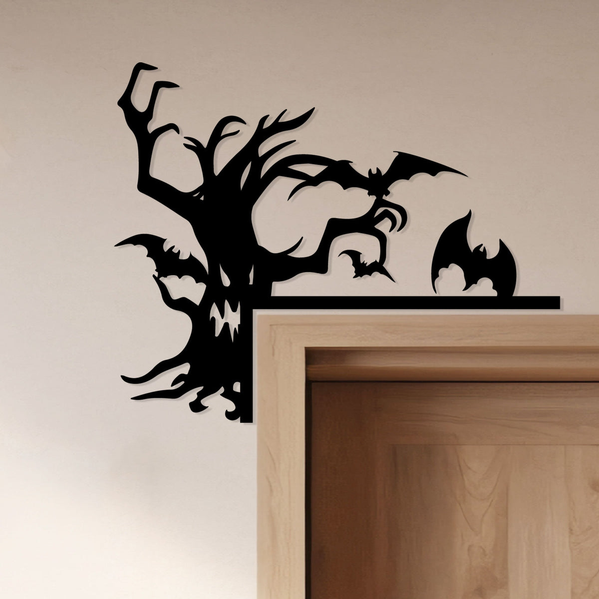 Metal Halloween Door Corner Sign, Spooky Silhouette Decor