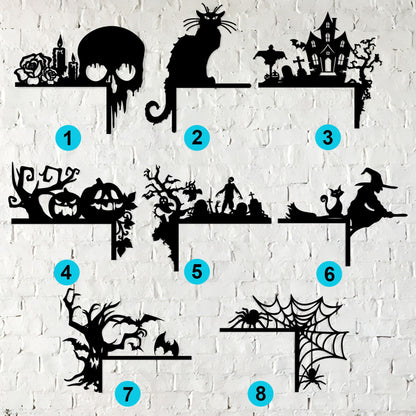 Metal Halloween Door Corner Sign, Spooky Silhouette Decor