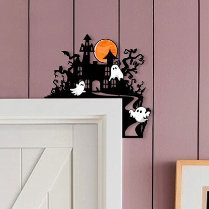 Metal Haunted House Door Corner Sign, Halloween Decor
