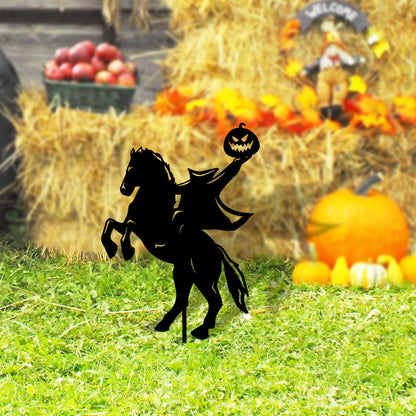 Headless Horseman Metal Garden Stake, Halloween Decor
