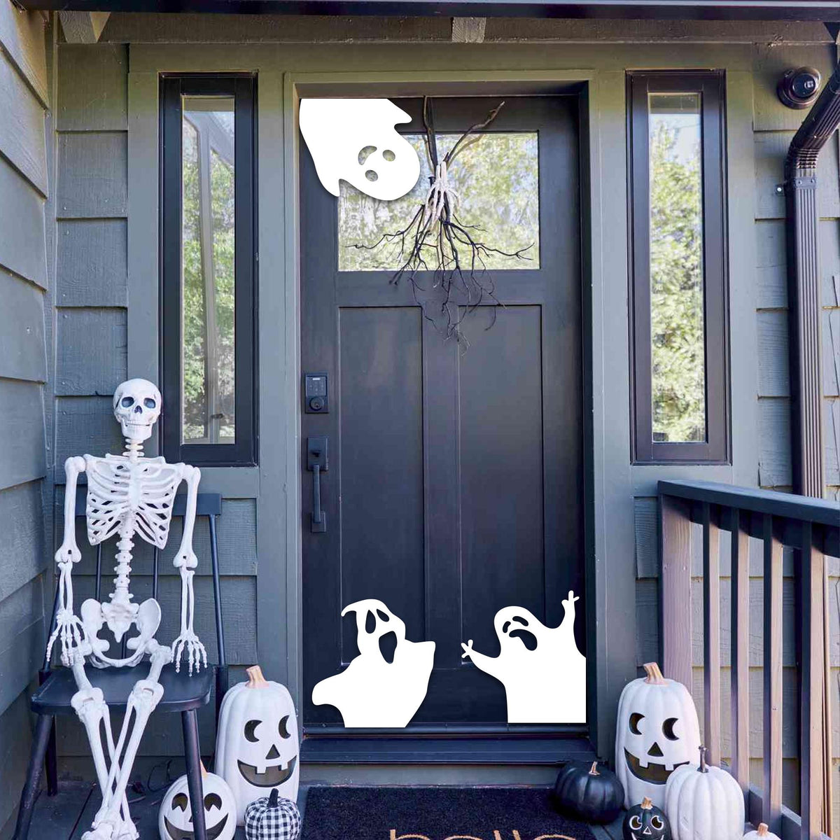 Set of 3 Ghost Halloween Door Corner Sign, Wood Sign, Door Decor
