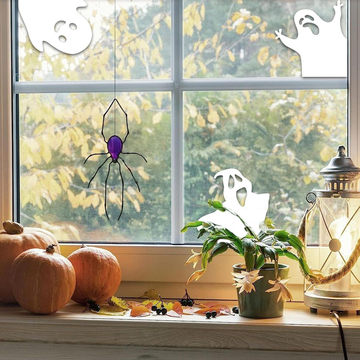 Set of 3 Ghost Halloween Door Corner Sign, Wood Sign, Door Decor