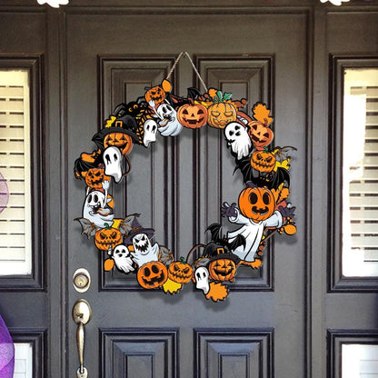 Halloween Ghost Pumpkin Wreath, Spooky Polywood Door Hanger