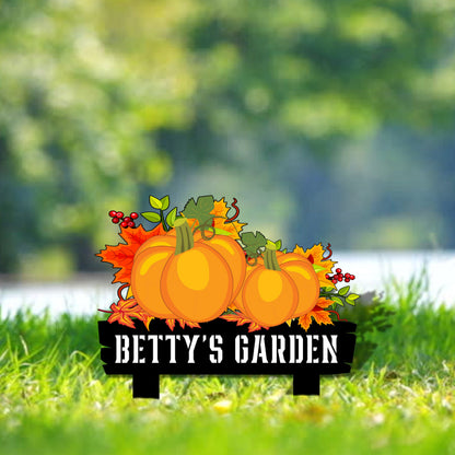 Custom Metal Pumpkin Garden Sign, Fall Yard Decor