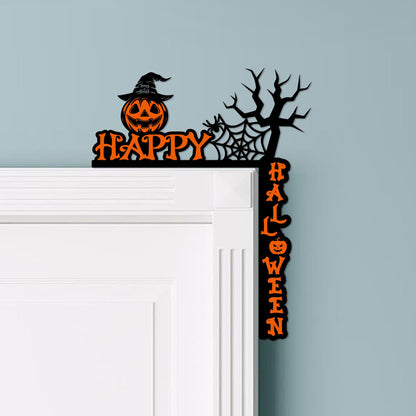 Halloween Door Corner Sign, Spooky Spiderweb Pumpkin, Polywood Decor