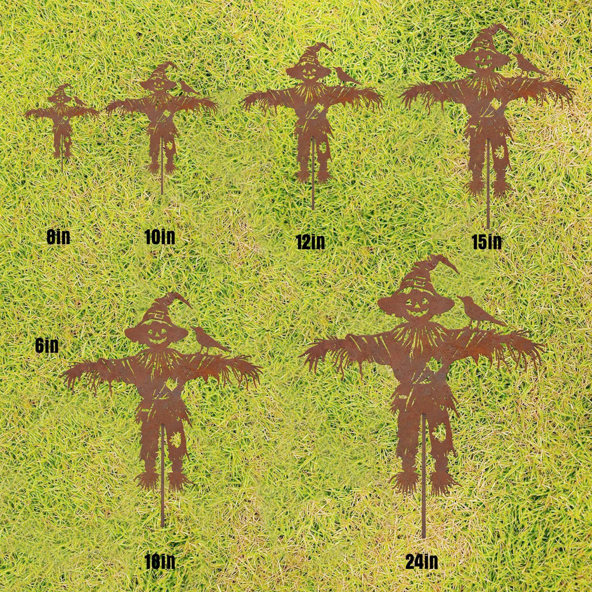 Rustic Metal Scarecrow Garden Stake, Halloween Yard Art