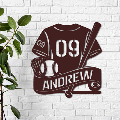 Custom Baseball Metal Sign with Led Light, Personalized Baseball Name Sign, Baseball Wall Decor, Baseball Lover Gift, Gift for Him
