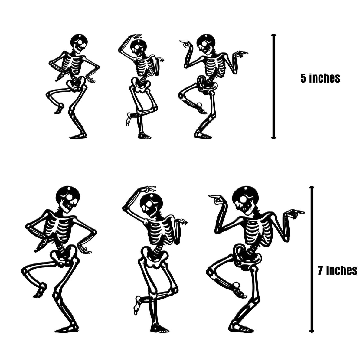 Set of 3 Dancing Skeletons Halloween Ornaments, Funny Metal Sign