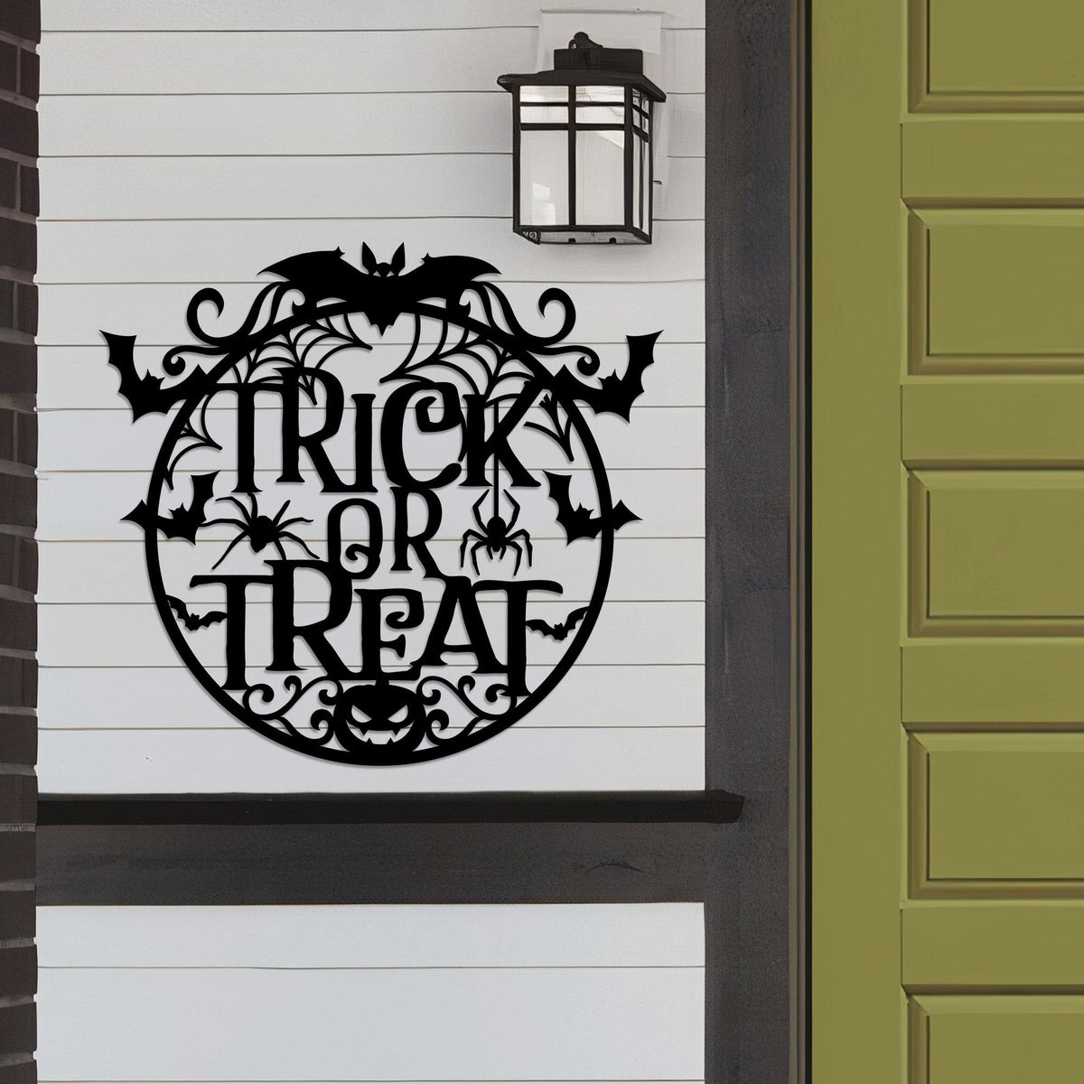 Trick or Treat Metal Halloween Sign, Weather-Resistant Fall Decor