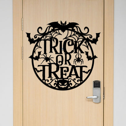 Trick or Treat Metal Halloween Sign, Weather-Resistant Fall Decor