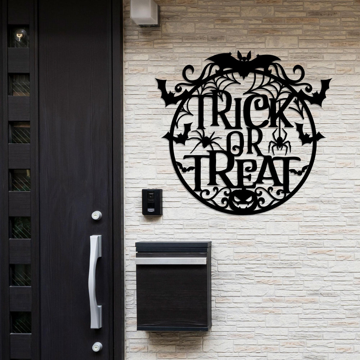 Trick or Treat Metal Halloween Sign, Weather-Resistant Fall Decor