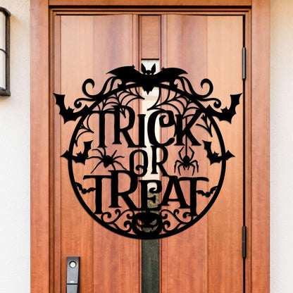 Trick or Treat Metal Halloween Sign, Weather-Resistant Fall Decor
