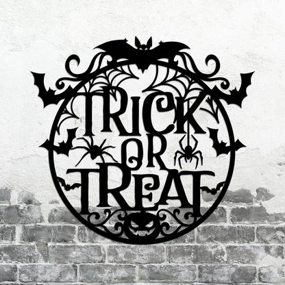 Trick or Treat Metal Halloween Sign, Weather-Resistant Fall Decor