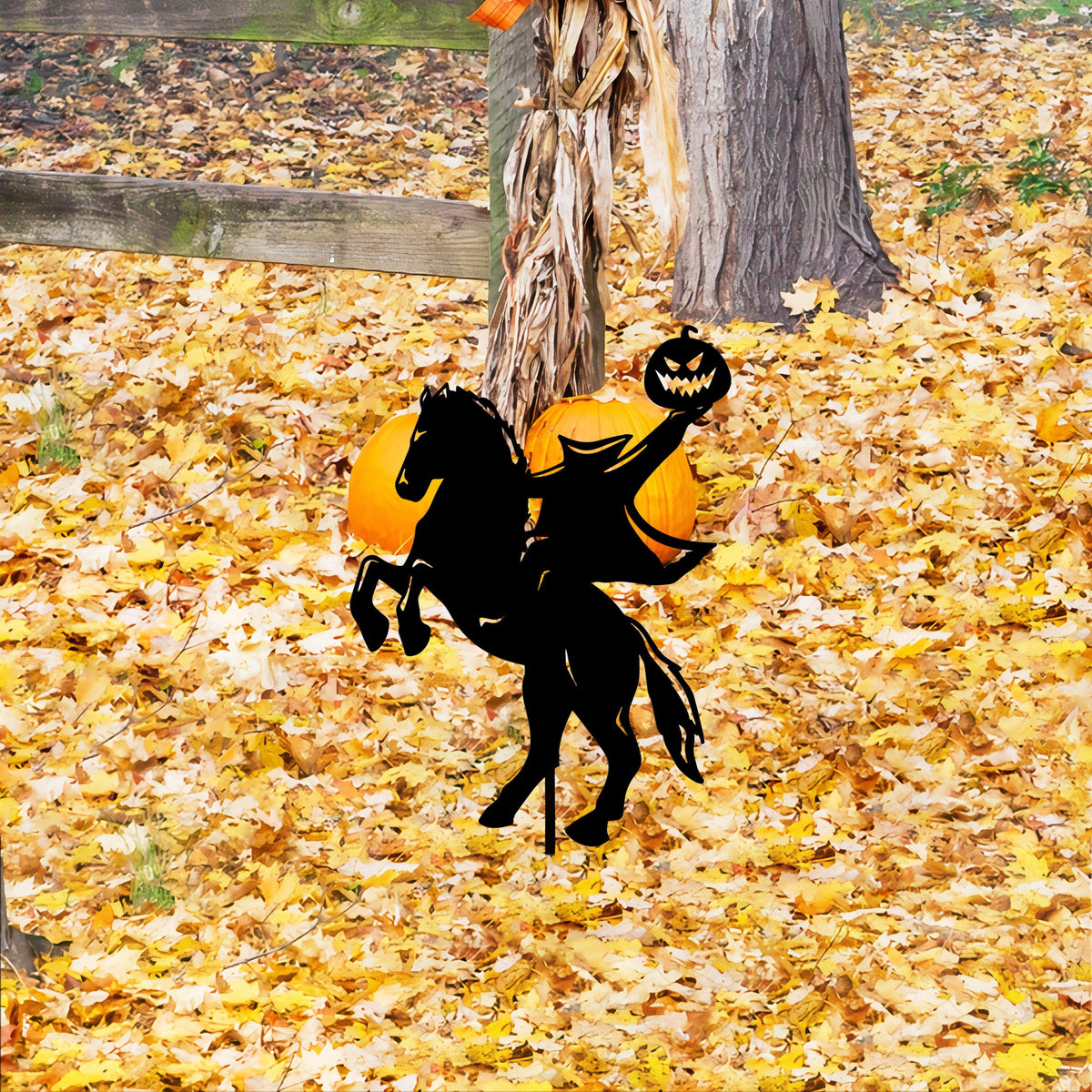 Headless Horseman Metal Garden Stake, Halloween Decor