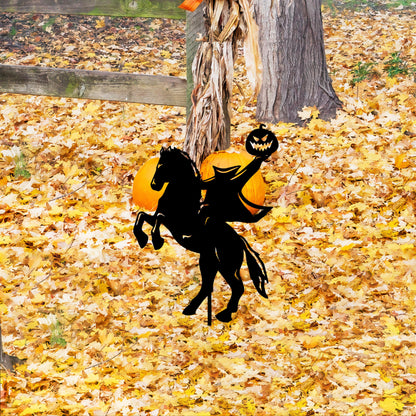 Headless Horseman Metal Garden Stake, Halloween Decor