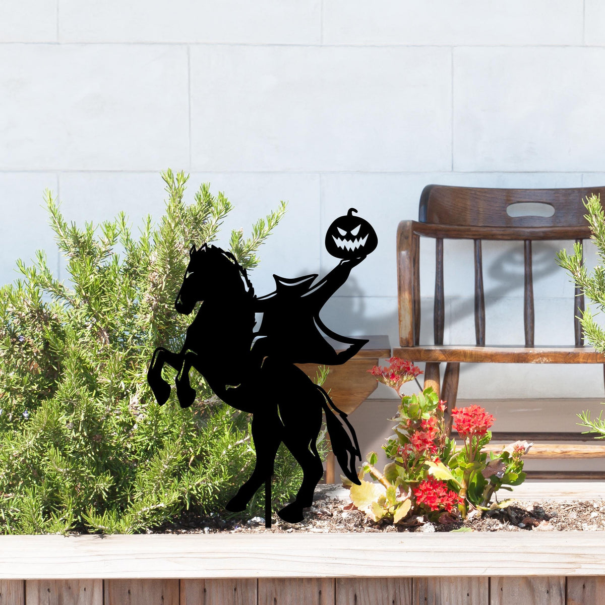 Headless Horseman Metal Garden Stake, Halloween Decor