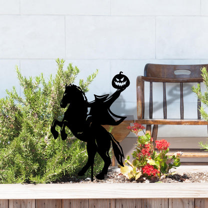 Headless Horseman Metal Garden Stake, Halloween Decor