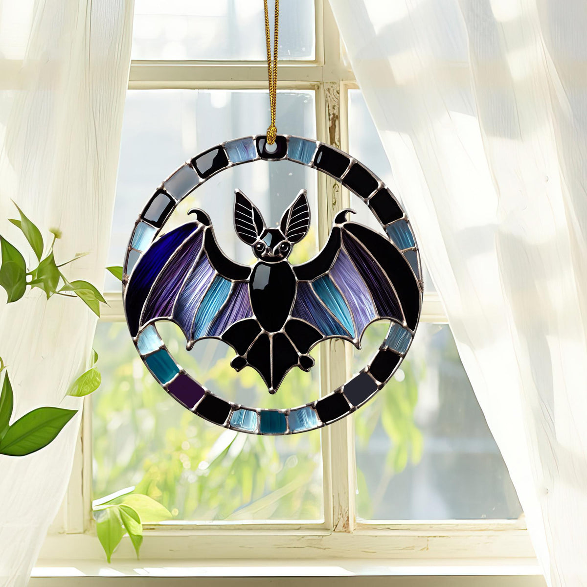 Halloween Bat Acrylic Suncatcher, Spooky Window Hanging
