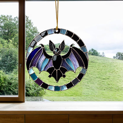Halloween Bat Acrylic Suncatcher, Spooky Window Hanging