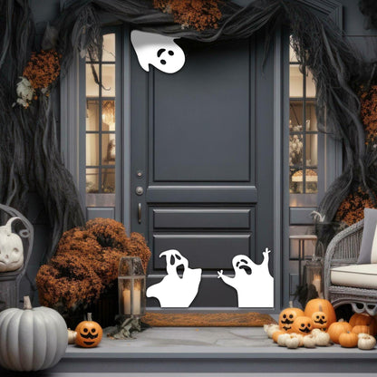 Set of 3 Ghost Halloween Door Corner Sign, Wood Sign, Door Decor