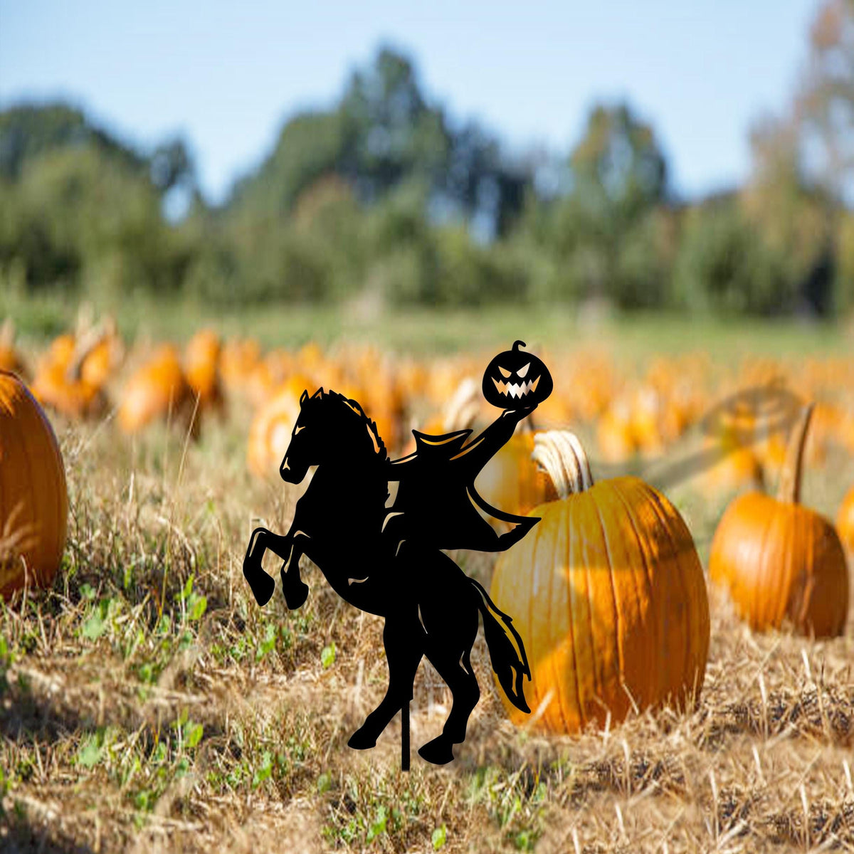 Headless Horseman Metal Garden Stake, Halloween Decor