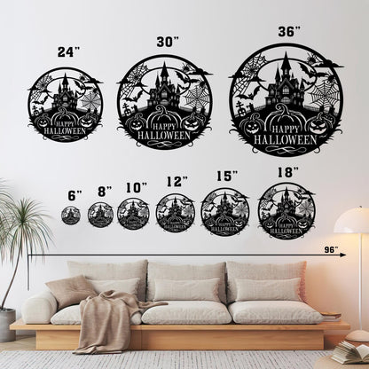 LED Happy Halloween Metal Wall Art, Spooky Home Decor
