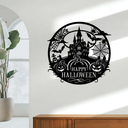 LED Happy Halloween Metal Wall Art, Spooky Home Decor