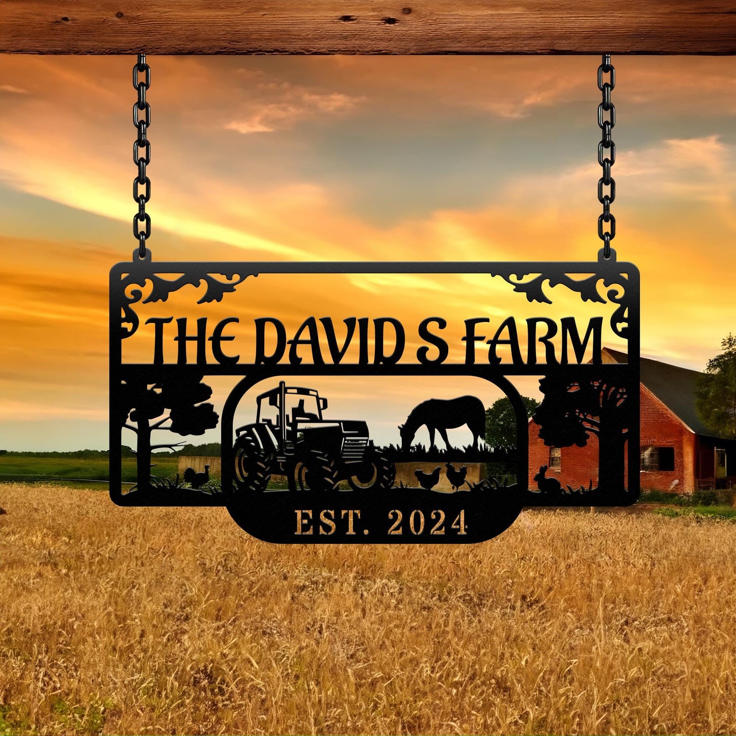 Personalized Metal Farm Sign, Custom Ranch Gate Sign, Farmhouse Metal Wall Art, Rustic Farm Decor, Farmer Gift, Outdoor Yard Sign