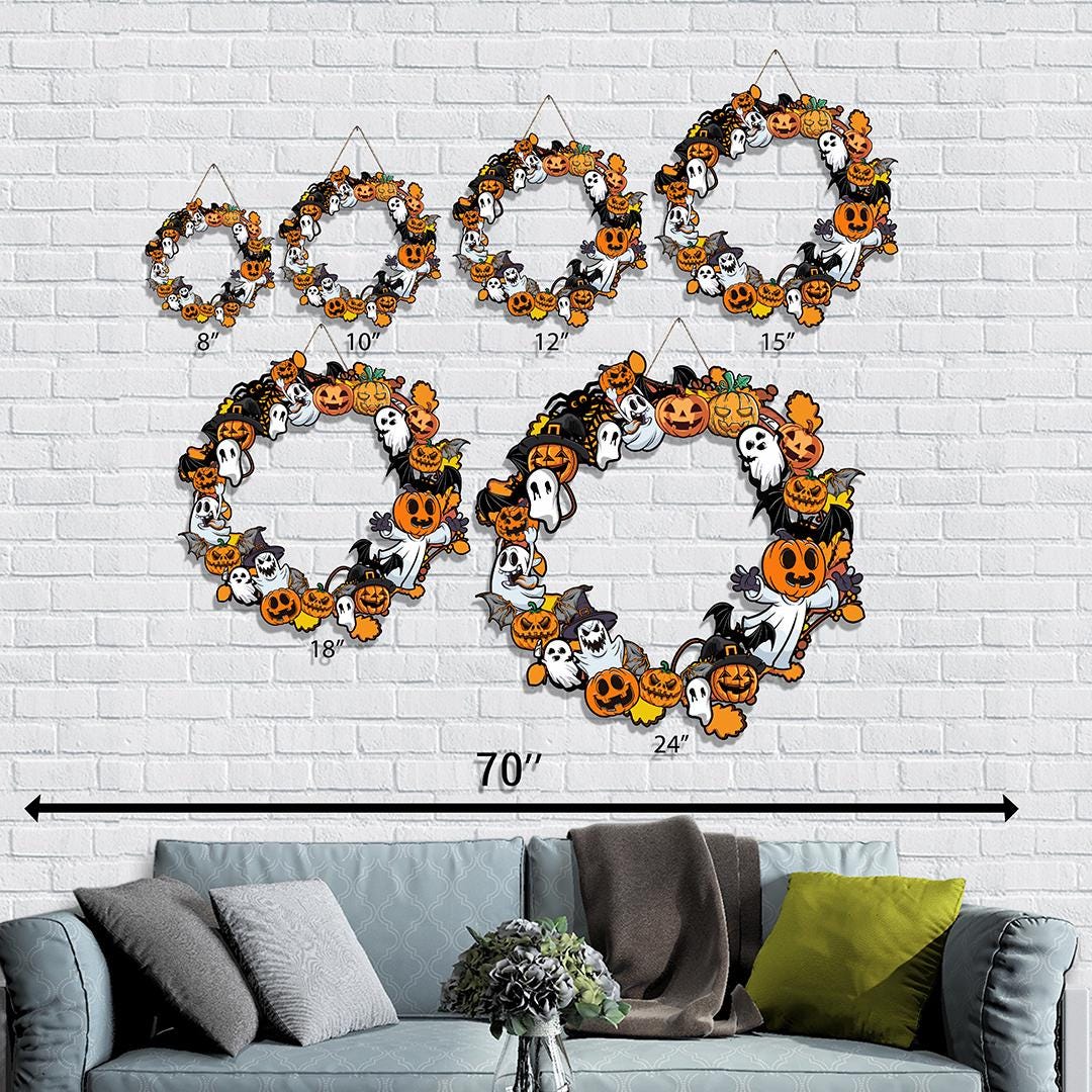 Halloween Ghost Pumpkin Wreath, Spooky Polywood Door Hanger