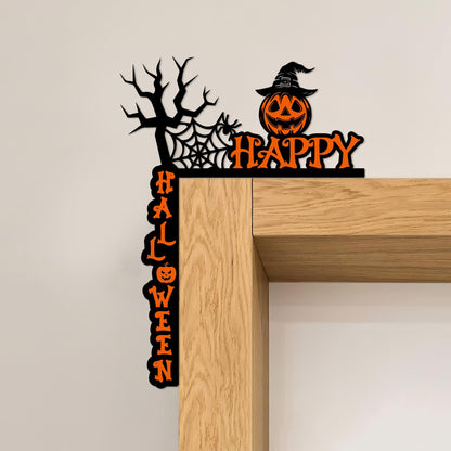 Halloween Door Corner Sign, Spooky Spiderweb Pumpkin, Polywood Decor