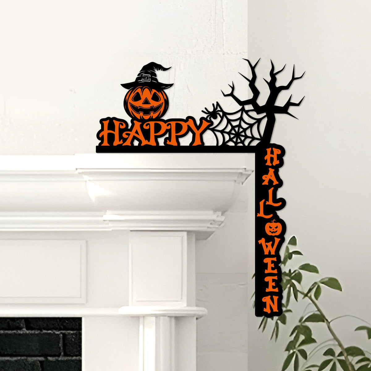 Halloween Door Corner Sign, Spooky Spiderweb Pumpkin, Polywood Decor