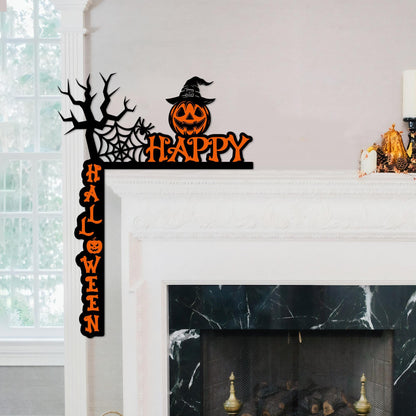 Halloween Door Corner Sign, Spooky Spiderweb Pumpkin, Polywood Decor