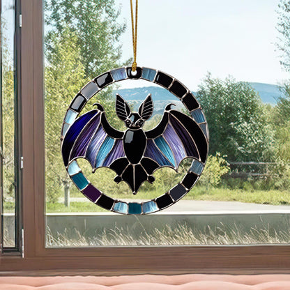 Halloween Bat Acrylic Suncatcher, Spooky Window Hanging