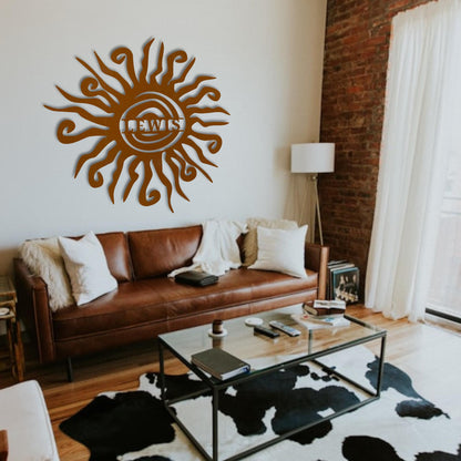 Personalized Metal Sun Wall Art - Custom Name Sign - Outdoor Decor