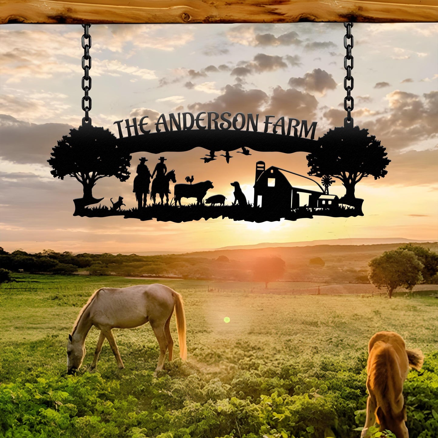 Personalized Metal Farm Sign, Custom Ranch Gate Sign, Farmhouse Metal Wall Art, Rustic Farm Decor, Farmer Gift, Outdoor Yard Sign