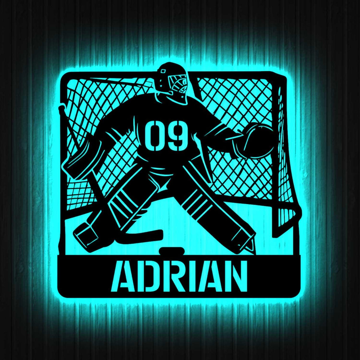 Custom Goalie Ice Hocey Metal Sign with Led lights, Hockey Goalie Metal Sign, Hockey Player Gift, Ice Hockey Gift, Custom Hockey Name Sign