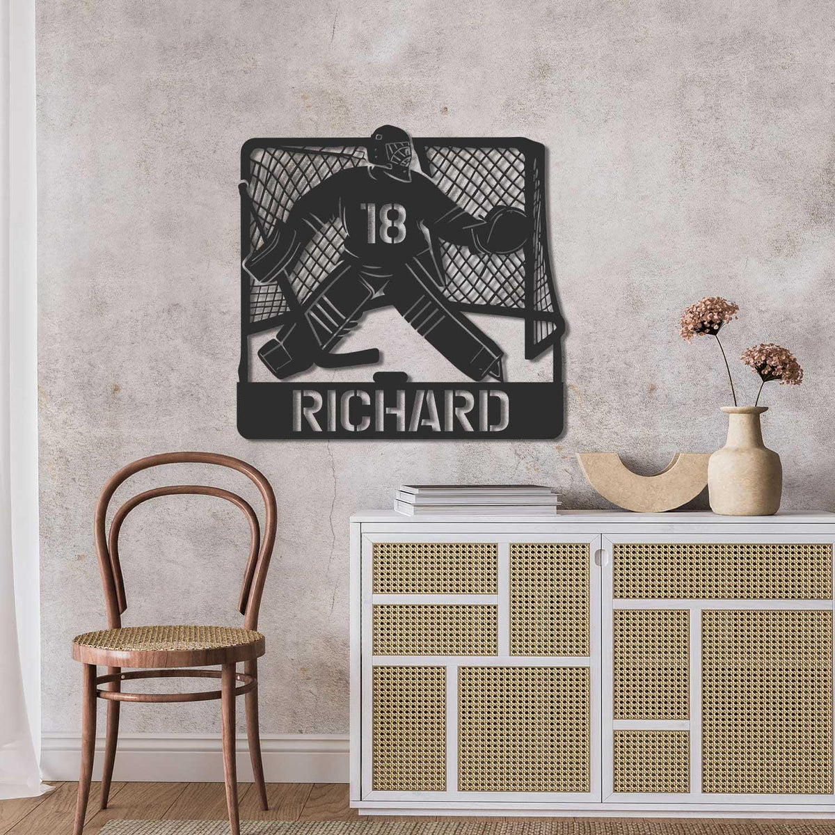 Custom Goalie Ice Hocey Metal Sign with Led lights, Hockey Goalie Metal Sign, Hockey Player Gift, Ice Hockey Gift, Custom Hockey Name Sign