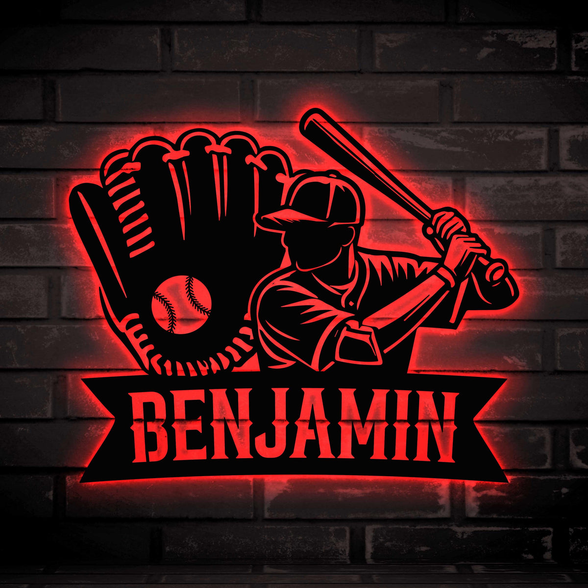 Custom Baseball Player Metal Sign with led lights, Softball Metal Sign, Gifts for Baseball Player, Ideal for Home Decor , Gift For Him