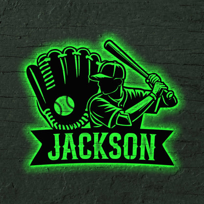 Custom Baseball Player Metal Sign with led lights, Softball Metal Sign, Gifts for Baseball Player, Ideal for Home Decor , Gift For Him