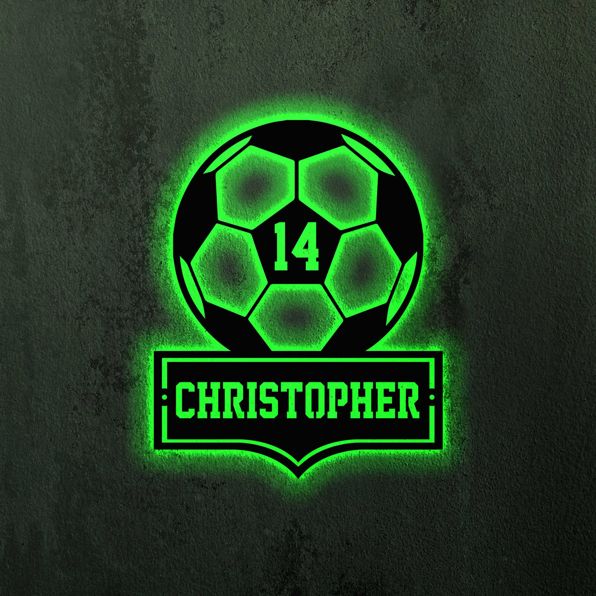 Custom Football Metal Sign with led lights ,Personalized Soccer Player Name Sign, Soccer Player Gift, Sport Room Decor, Birthday Gift
