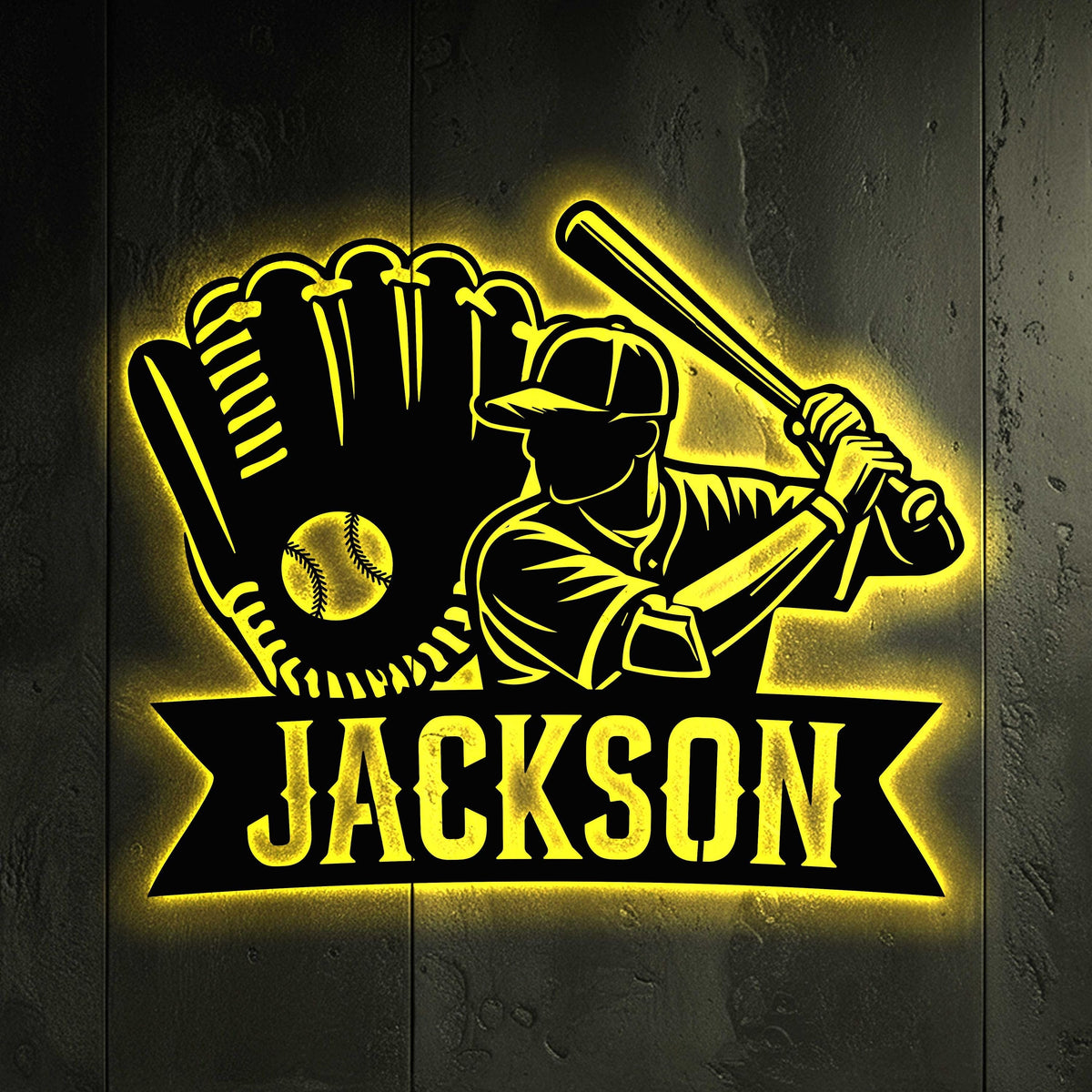 Custom Baseball Player Metal Sign with led lights, Softball Metal Sign, Gifts for Baseball Player, Ideal for Home Decor , Gift For Him