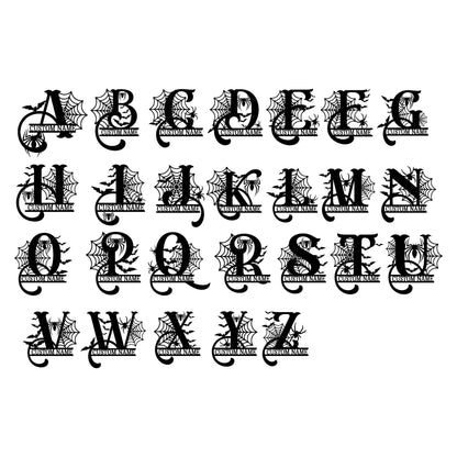 Personalized Halloween Letter Sign with LED Lights, Spooky Family Name Monogram