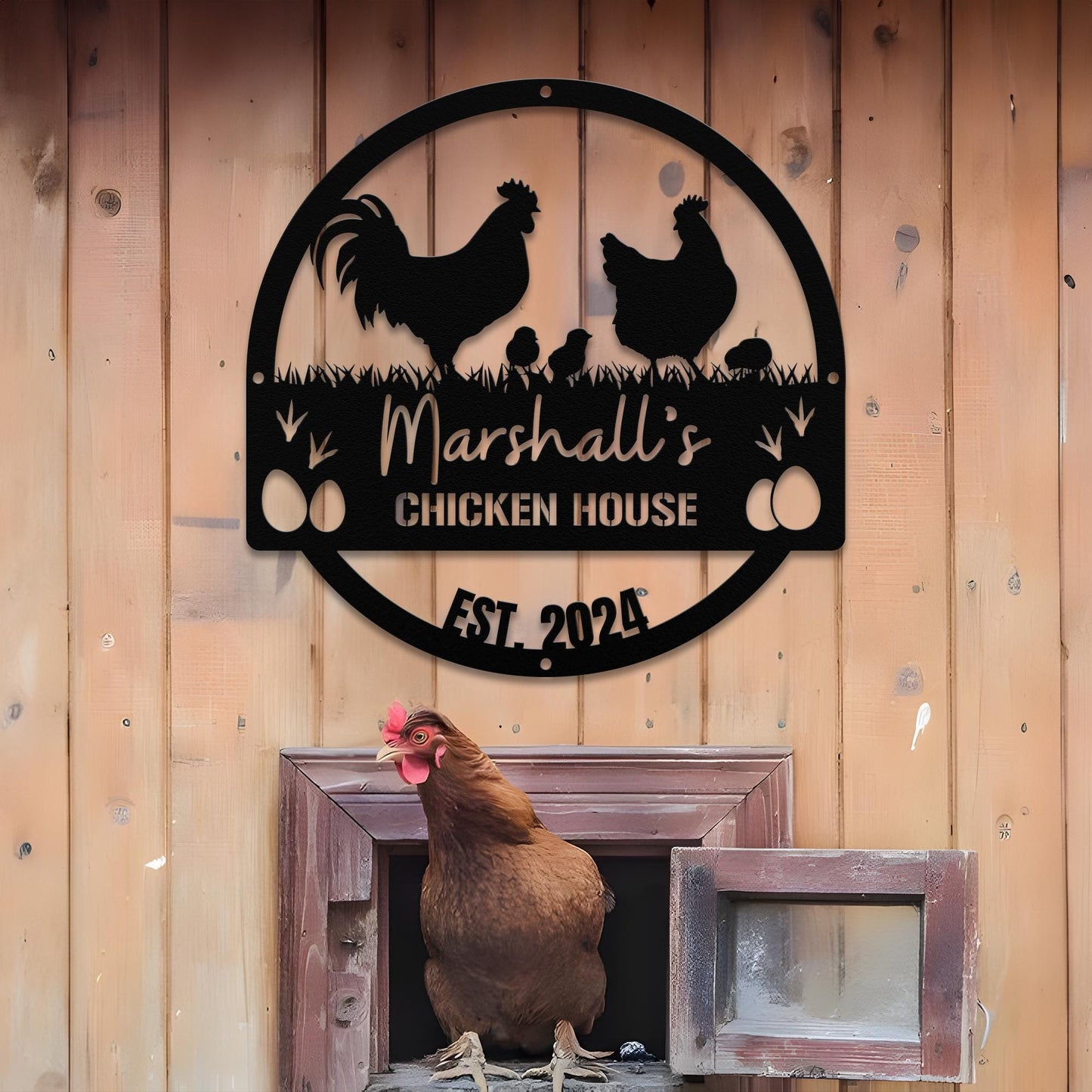Custom Chicken Coop Metal Signs, Personalized Chicken Farm Sign, Family Name Chicken Coop Sign, Farmhouse Metal Sign, Gift For Farmer