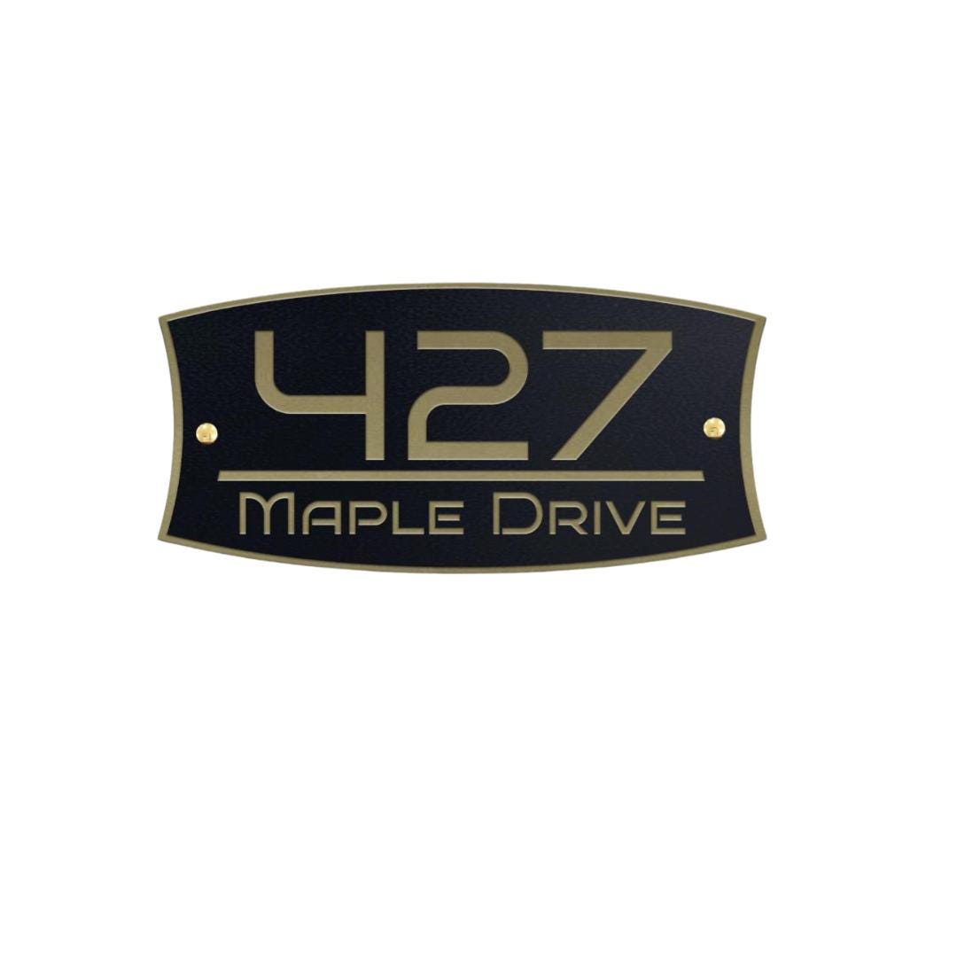 Modern Metal House Number Sign, Personalized Outdoor Address Plaque