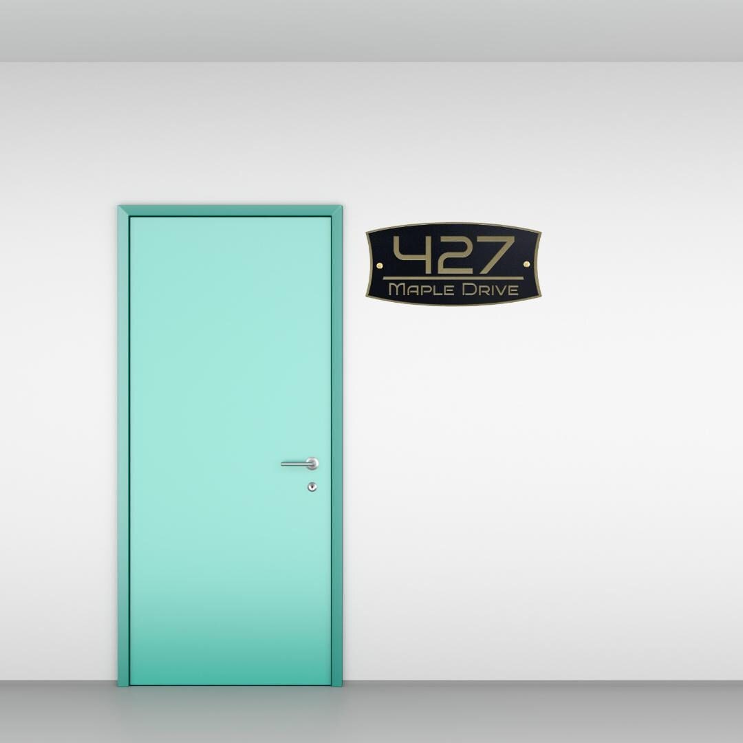 Modern Metal House Number Sign, Personalized Outdoor Address Plaque