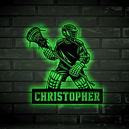 Custom Lacrosse Metal Sign with Led lights, Personalized Lacrosse Player Name Sign, Lacrosse Player Gift, Lacrosse Sign, Birthday Gift