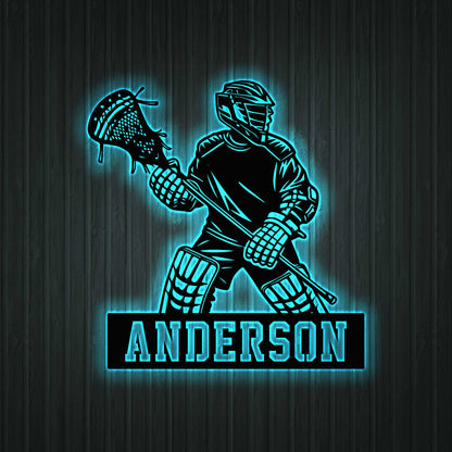 Custom Lacrosse Metal Sign with Led lights, Personalized Lacrosse Player Name Sign, Lacrosse Player Gift, Lacrosse Sign, Birthday Gift